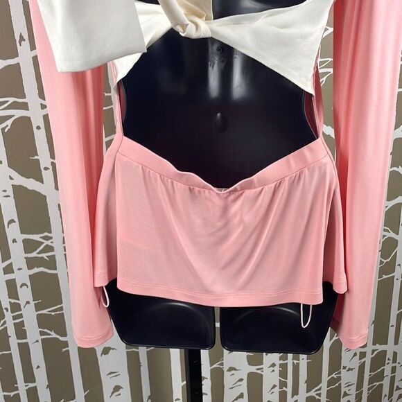 Missoni NEW Silk Jersey Open Back Tie Back Long Sleeve Top S Peach Ivory - Picture 13 of 14